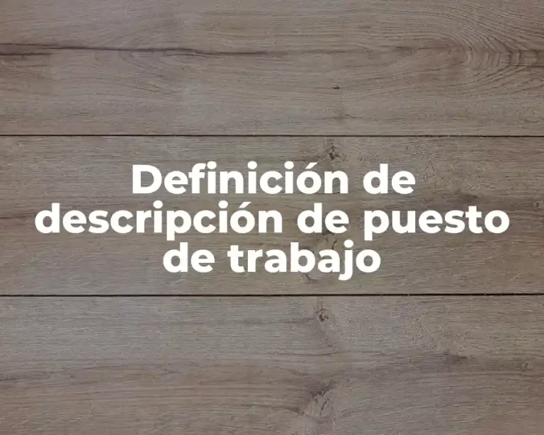 Definición de descripción de puesto de trabajo