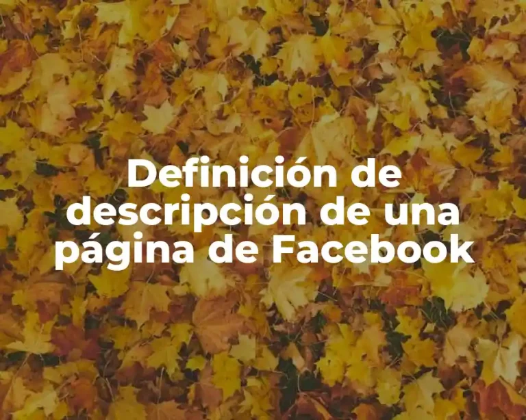 Definición de descripción de una página de Facebook