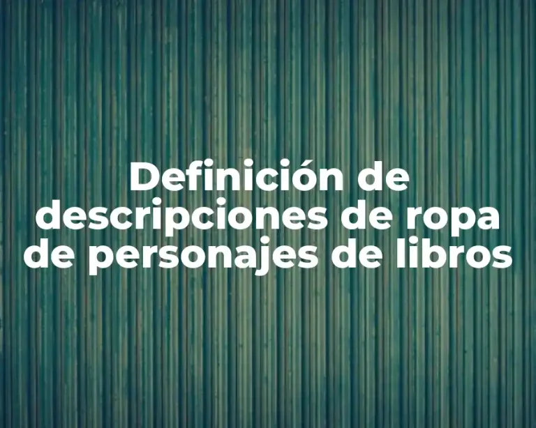 Definición de descripciones de ropa de personajes de libros