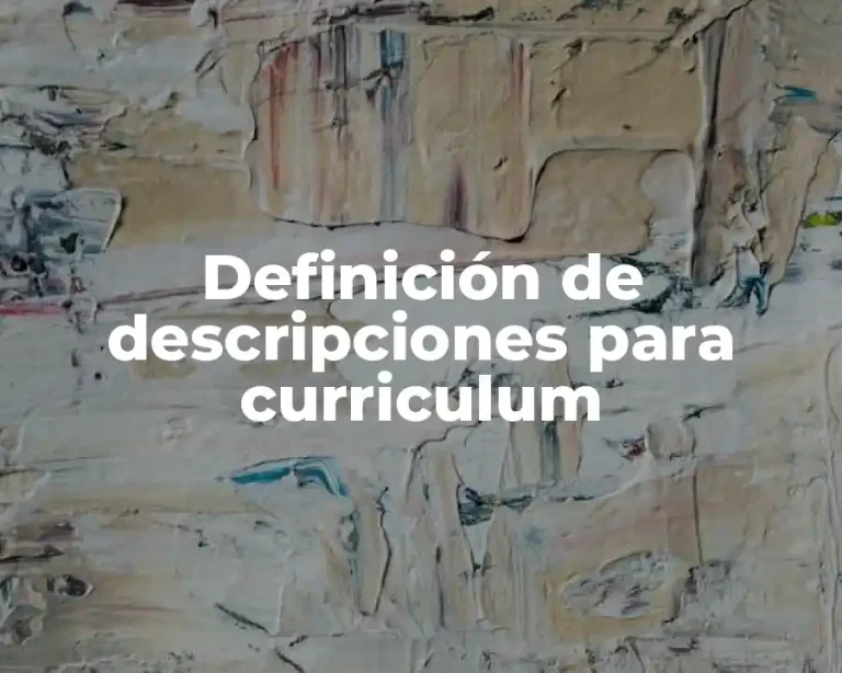 Definición de descripciones para curriculum