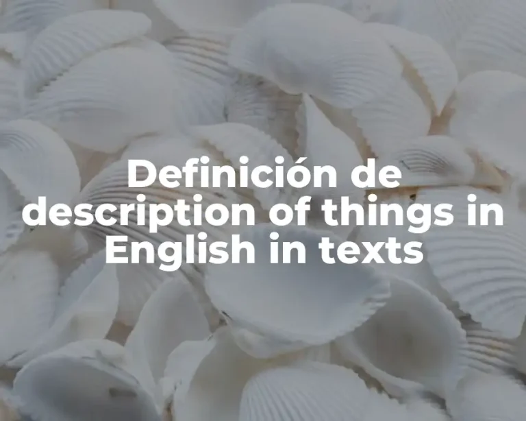 Definición de description of things in English in texts