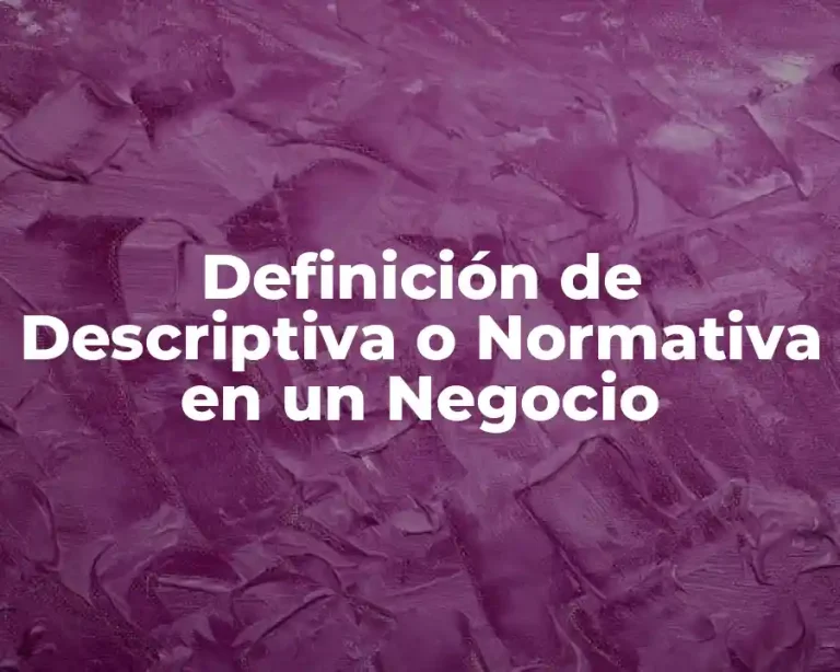 Definición de Descriptiva o Normativa en un Negocio