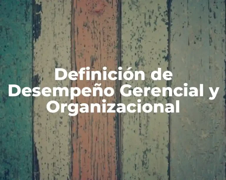Definición de Desempeño Gerencial y Organizacional