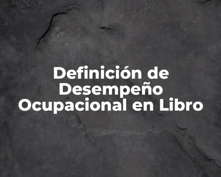 Definición de Desempeño Ocupacional en Libro