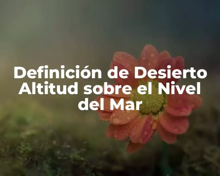 Definición de Desierto Altitud sobre el Nivel del Mar