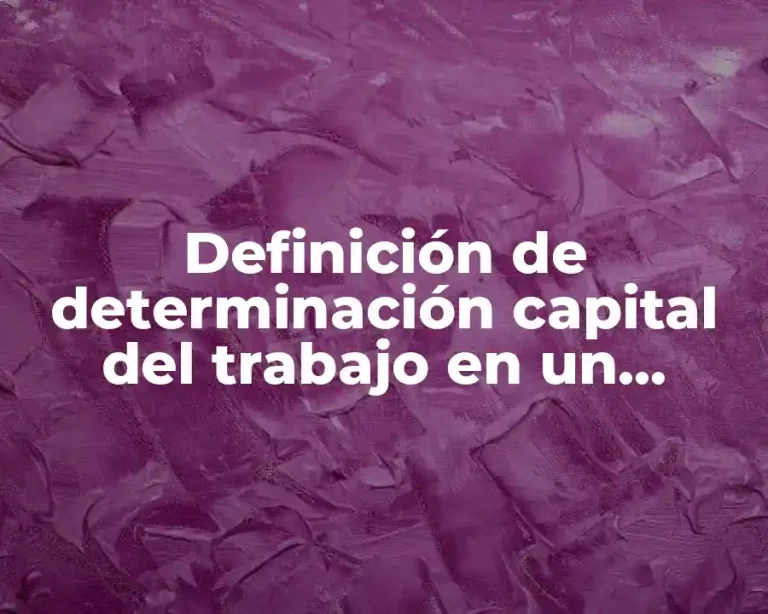 Definición de determinación capital del trabajo en un proyecto