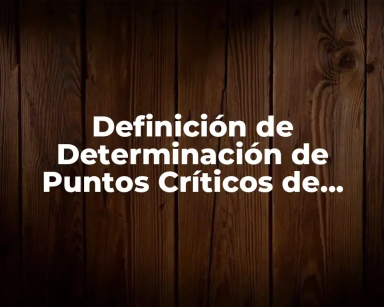 Definición de Determinación de Puntos Críticos de Control
