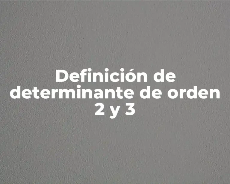 Definición de determinante de orden 2 y 3