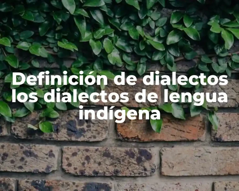 Definición de dialectos los dialectos de lengua indígena