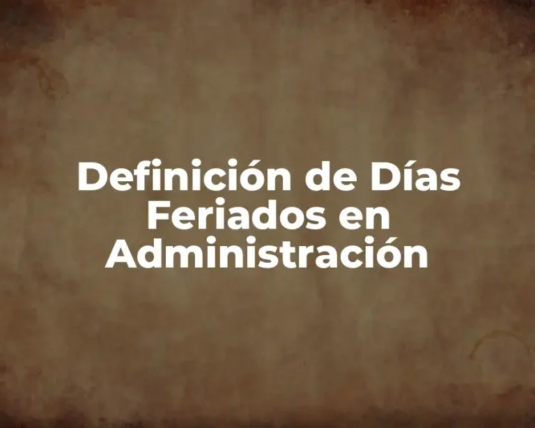 Definición de Días Feriados en Administración