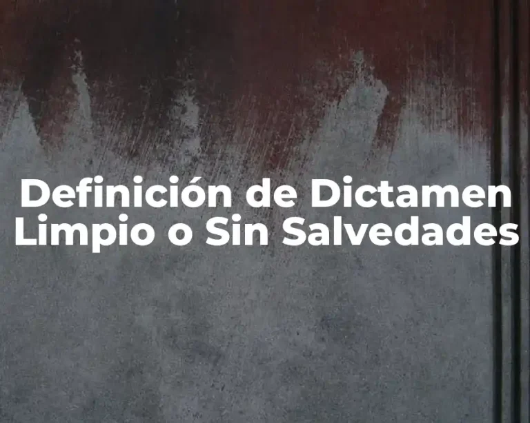 Definición de Dictamen Limpio o Sin Salvedades