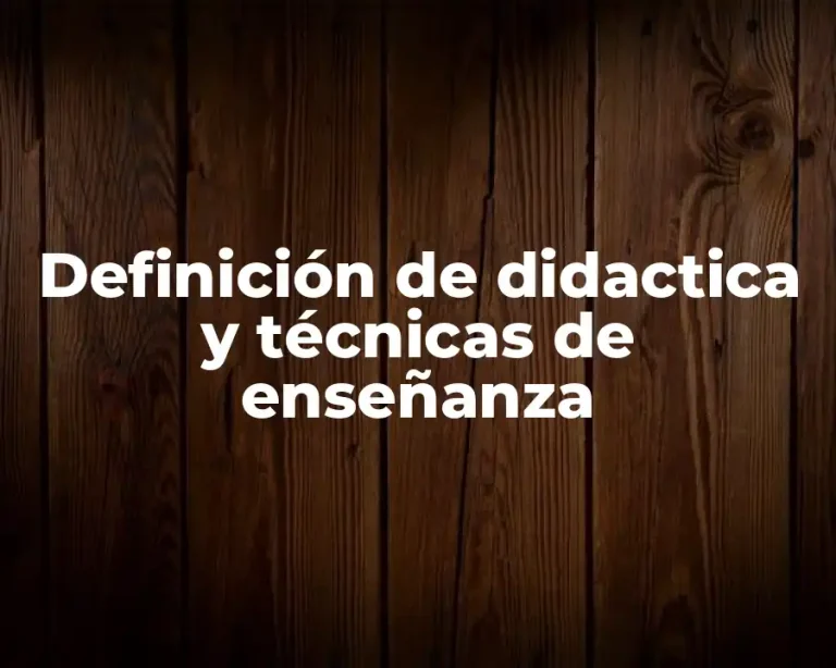 Definición de didactica y técnicas de enseñanza