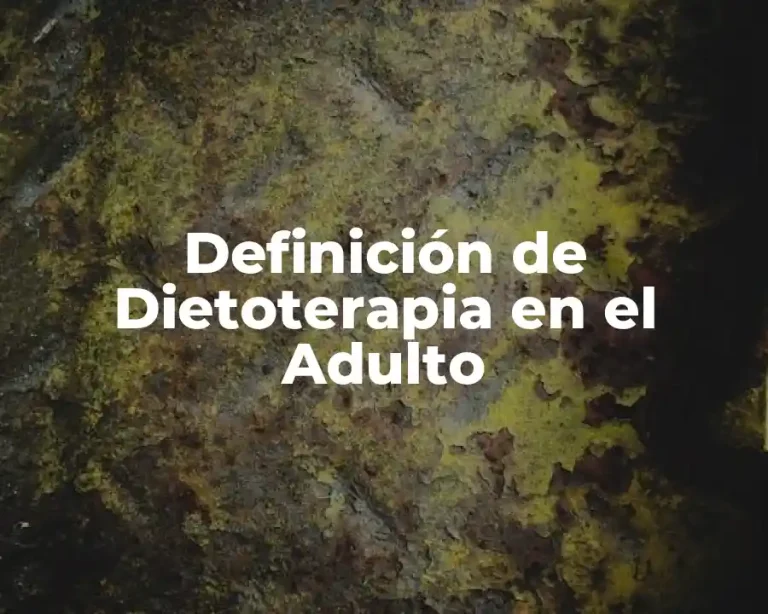 Definición de Dietoterapia en el Adulto