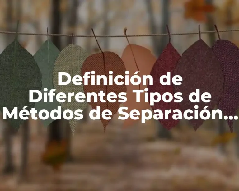 Definición de Diferentes Tipos de Métodos de Separación de Mezclas