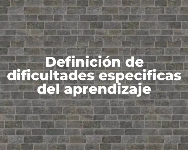 Definición de dificultades especificas del aprendizaje