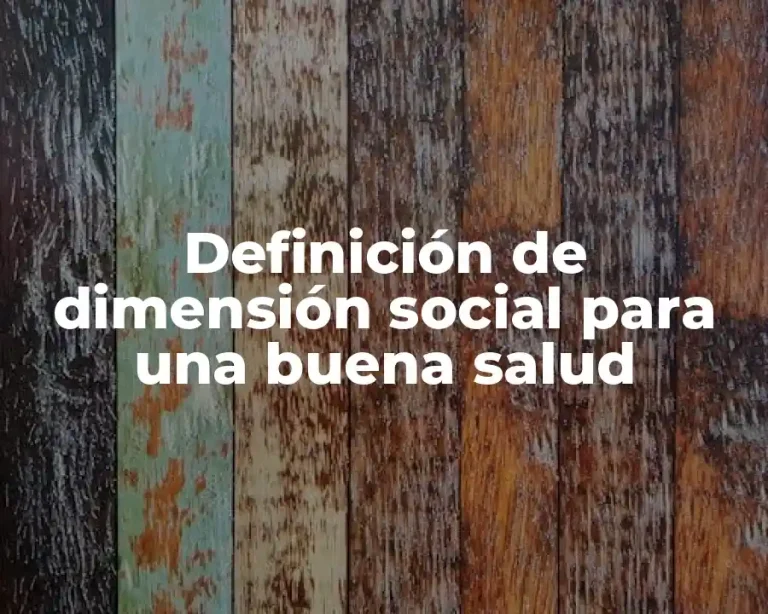 Definición de dimensión social para una buena salud