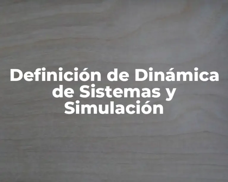 Definición de Dinámica de Sistemas y Simulación