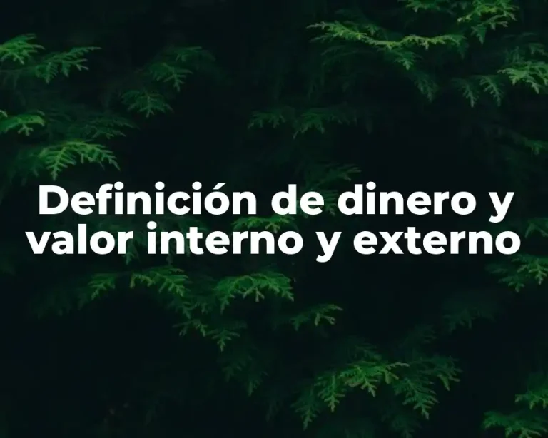 Definición de dinero y valor interno y externo