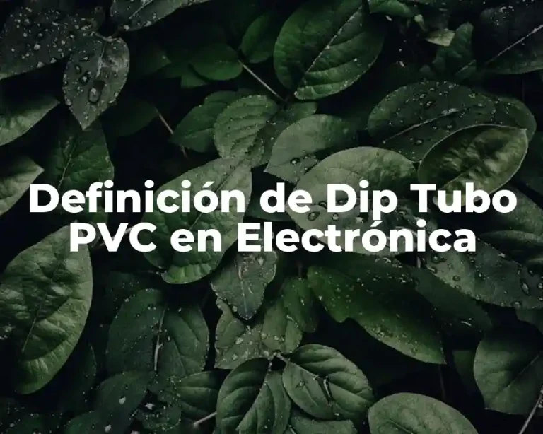 Definición de Dip Tubo PVC en Electrónica