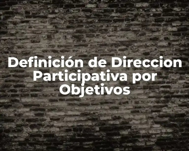 Definición de Direccion Participativa por Objetivos