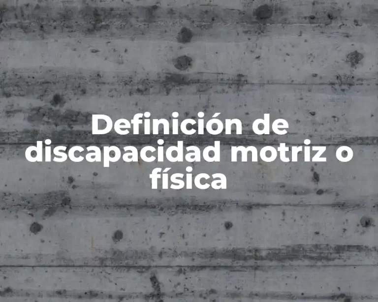 Definición de discapacidad motriz o física