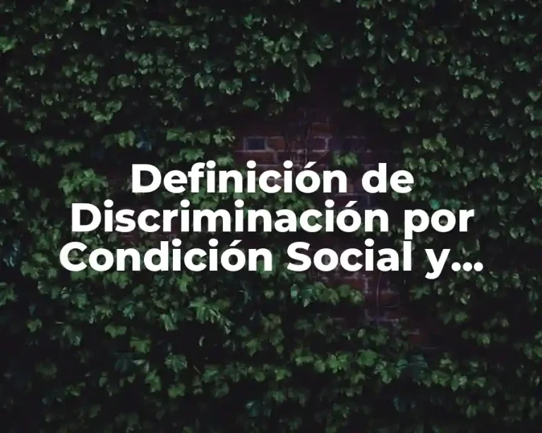 Definición de Discriminación por Condición Social y Económica