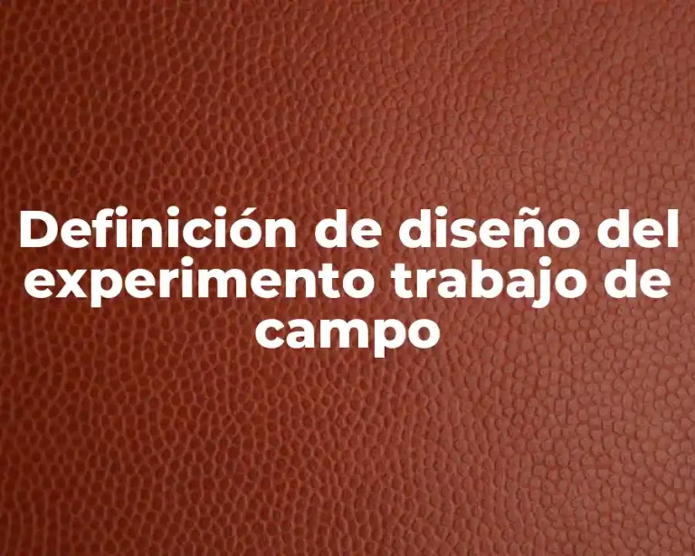Definición de diseño del experimento trabajo de campo