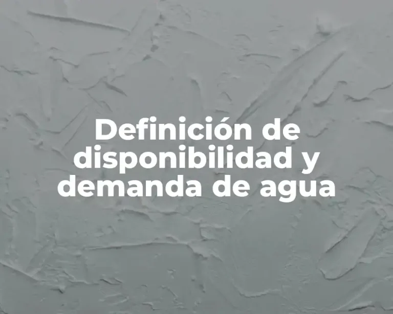 Definición de disponibilidad y demanda de agua