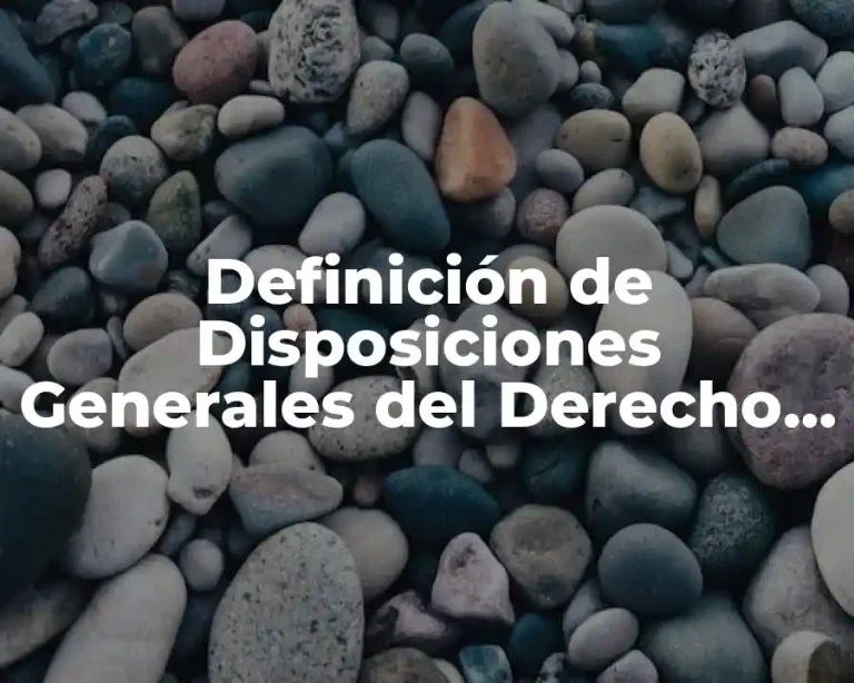 Definición de Disposiciones Generales del Derecho Admon