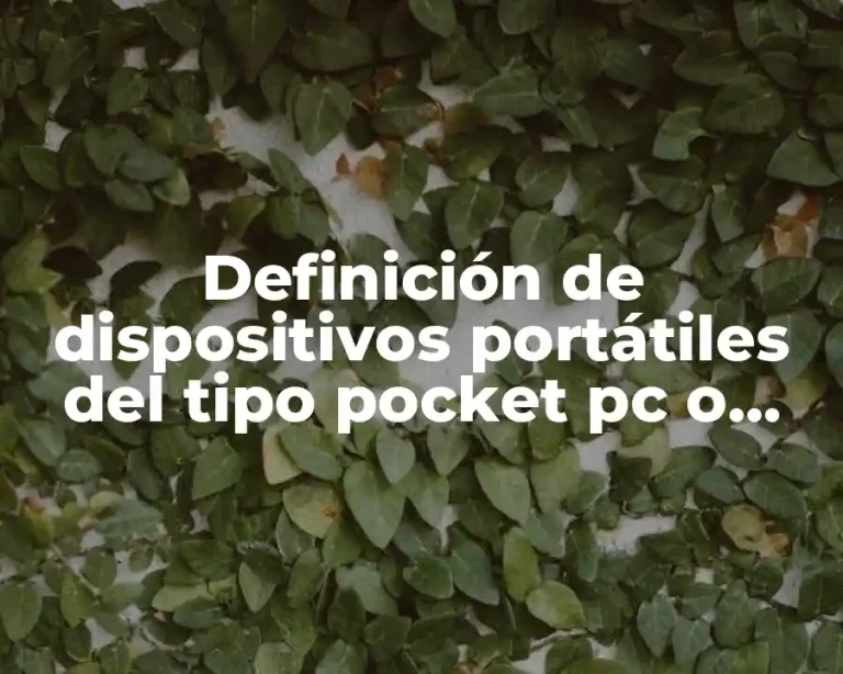 Definición de dispositivos portátiles del tipo pocket pc o pda