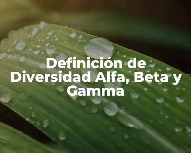 Definición de Diversidad Alfa, Beta y Gamma