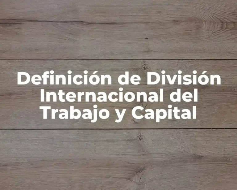 Definición de División Internacional del Trabajo y Capital