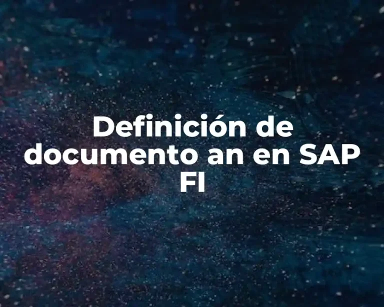 Definición de documento an en SAP FI