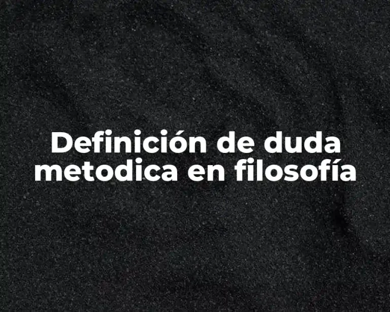 Definición de duda metodica en filosofía