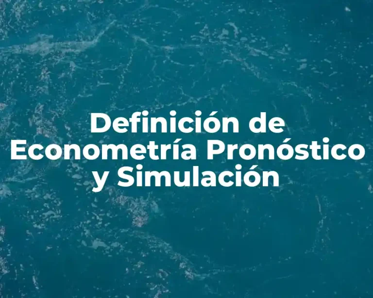 Definición de Econometría Pronóstico y Simulación