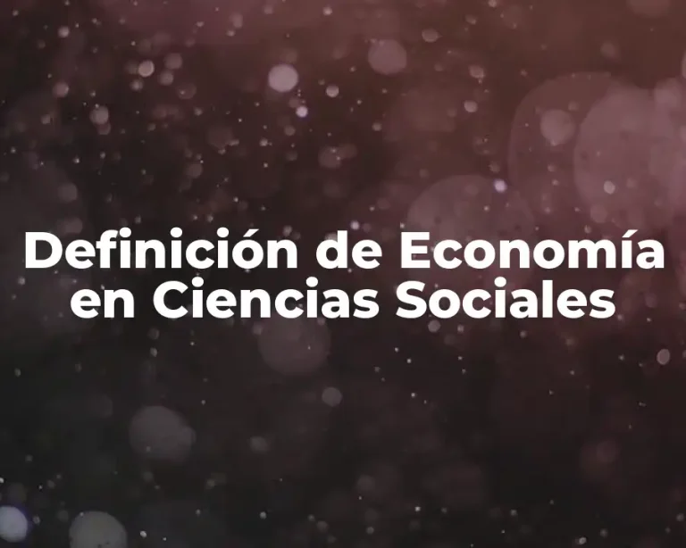Definición de Economía en Ciencias Sociales