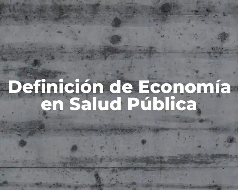 Definición de Economía en Salud Pública