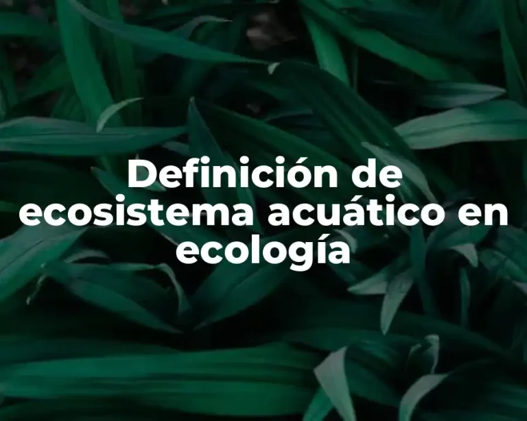 Definición de ecosistema acuático en ecología