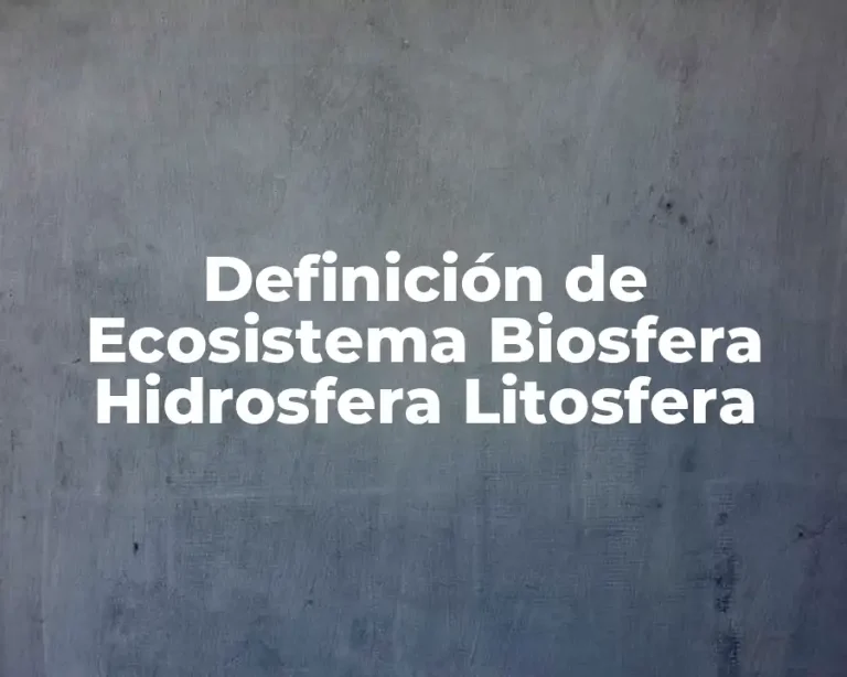 Definición de Ecosistema Biosfera Hidrosfera Litosfera