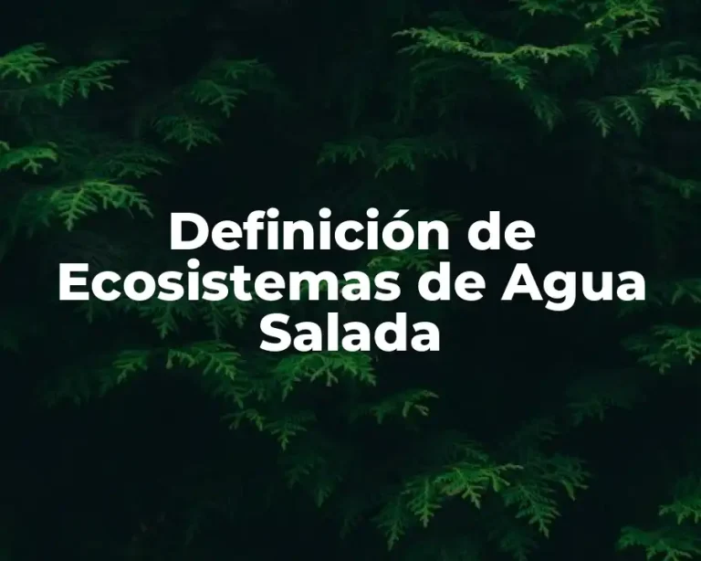 Definición de Ecosistemas de Agua Salada