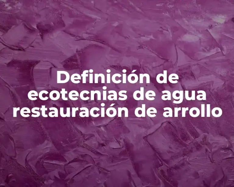Definición de ecotecnias de agua restauración de arrollo