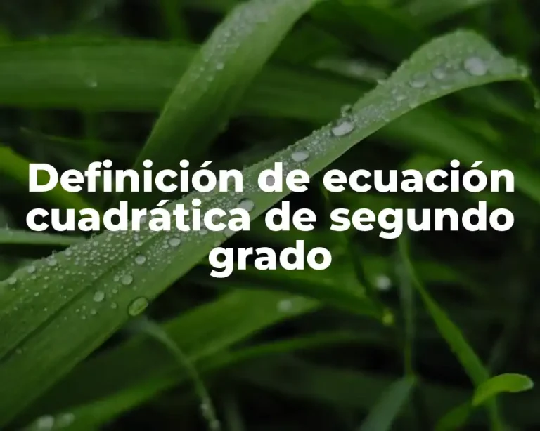 Definición de ecuación cuadrática de segundo grado