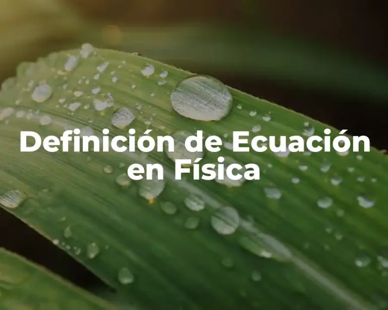 Definición de Ecuación en Física