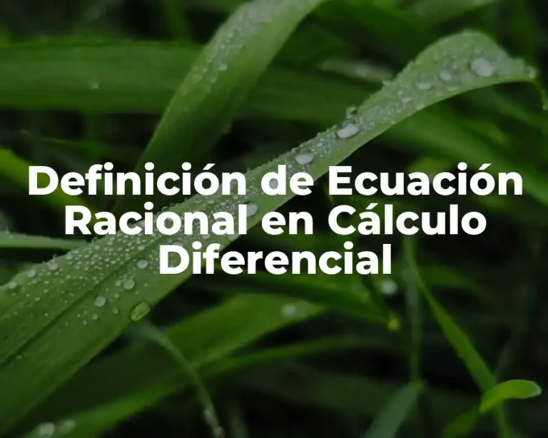 Definición de Ecuación Racional en Cálculo Diferencial