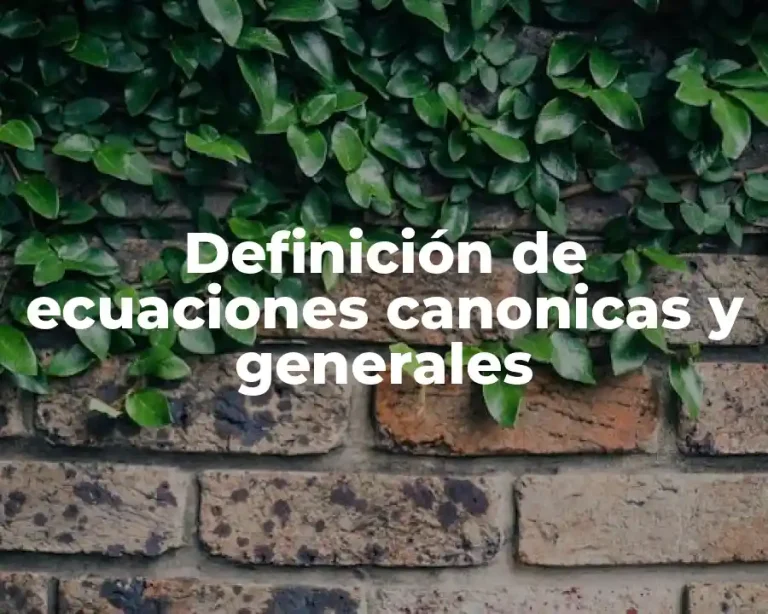 Definición de ecuaciones canonicas y generales