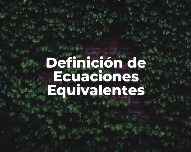 Definición de Ecuaciones Equivalentes