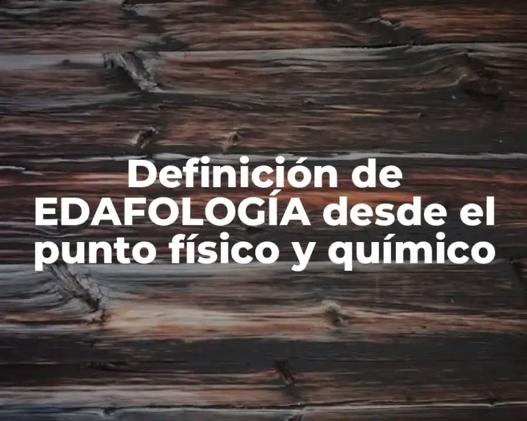 Definición de EDAFOLOGÍA desde el punto físico y químico