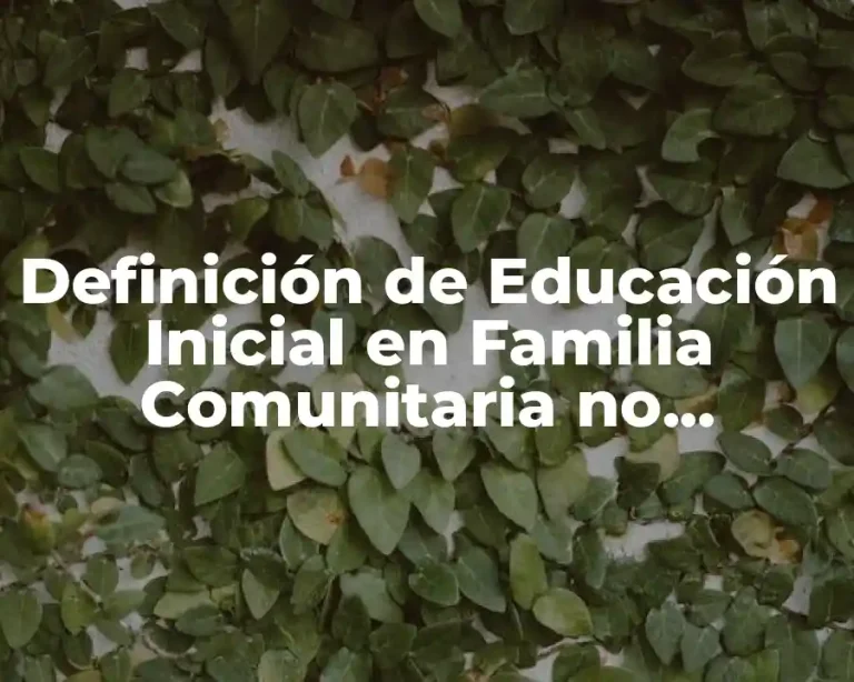 Definición de Educación Inicial en Familia Comunitaria no Escolarizada