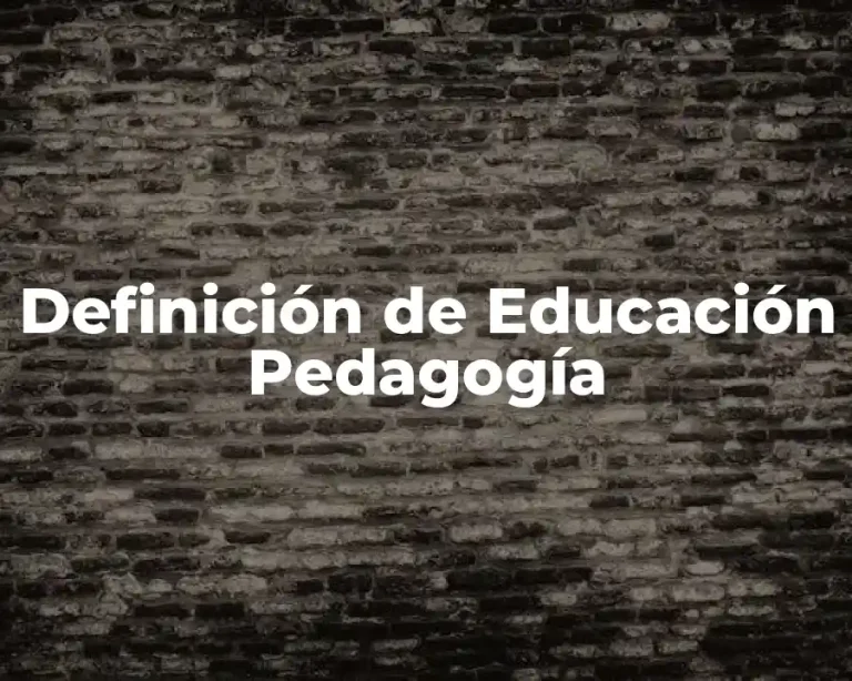 Definición de Educación Pedagogía