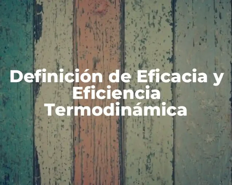 Definición de Eficacia y Eficiencia Termodinámica